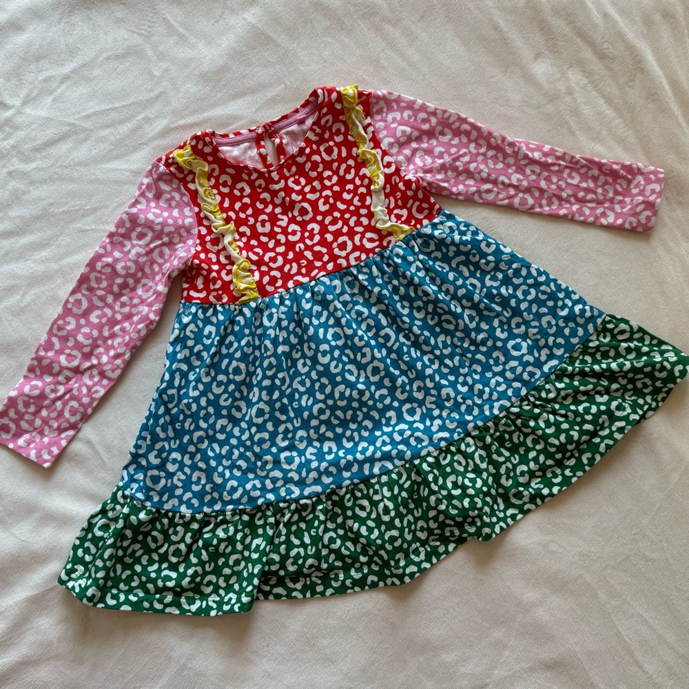 Mini Boden bright ruffle dress 3-4yr
